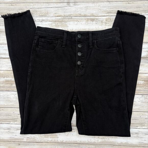 Lot of 2 Madewell High Rise Skinny Distressed Jeans Jeggings 26T Black Blue - Picture 8 of 15